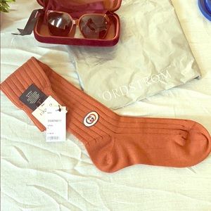 GUCCI LOGO PATCH RIB KNEE HIGH SOCKS